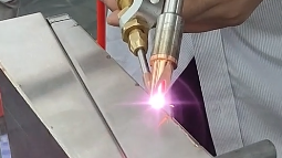 Pdkj handheld laser welder  - welding Stainless steel 1.2mm subway station gate 